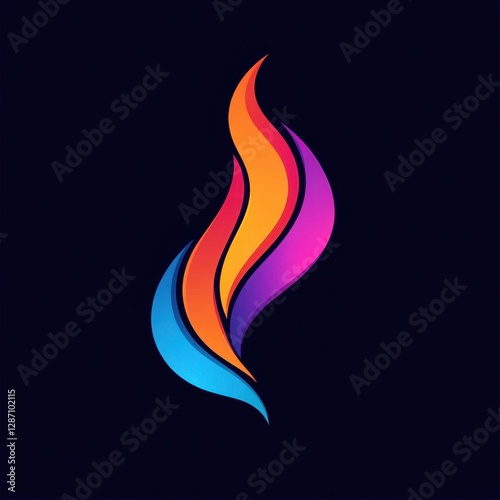Abstract flowing colorful flame wave design