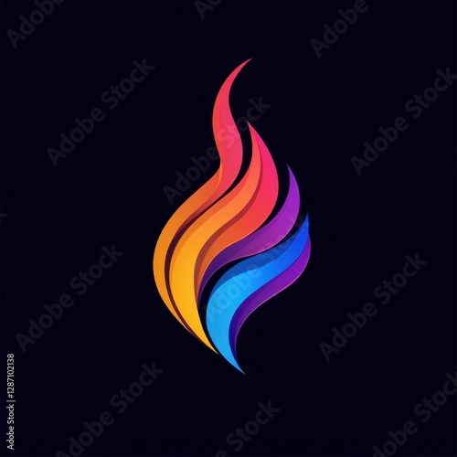 Abstract flowing colorful flame wave design