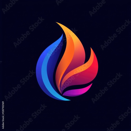 Abstract colorful flame shape on dark background