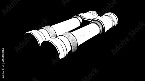Vintage White Binoculars - Detailed 3D Model