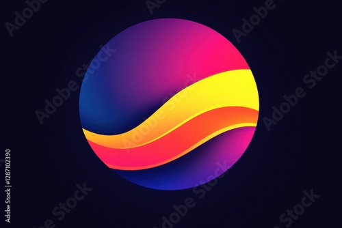 Sunset gradient wave circle abstract background