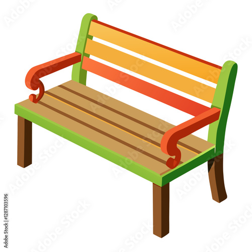 Furniture Garden Bench Vector Illustration – Clipart, Cartoons & Line Art on White Background, High-quality vector illustration of a garden bench – perfect for clipart, cartoons, and line art designs.