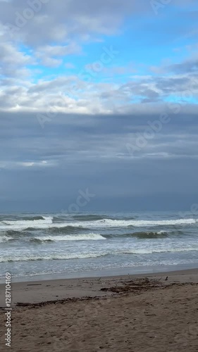 Morning Coffee with Ocean Waves and Cloudy Sky