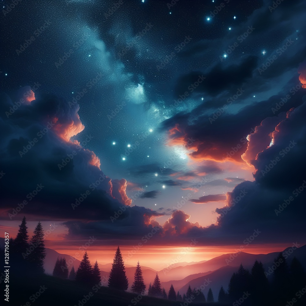 Naklejka premium Blue sky, clouds, clouds