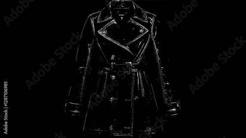 Sleek Black Leather Trench Coat - Fashionable Winter Jacket