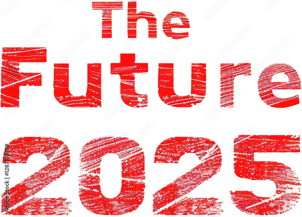 Transparent Background Bold Red Future 2025 Typography Transparent Background Bold Red Future 2025 Typography