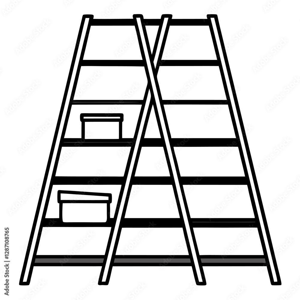 Furniture Ladder Shelf Vector Illustration – Clipart, Cartoon, and Line Art Design, Vector illustration of a furniture ladder shelf in clipart, cartoon, and line art styles. Furniture Ladder Shelf Vector Illustration – Clipart, Cartoon, and Line Art Design, Vector illustration of a furniture ladder shelf in clipart, cartoon, and line art styles.