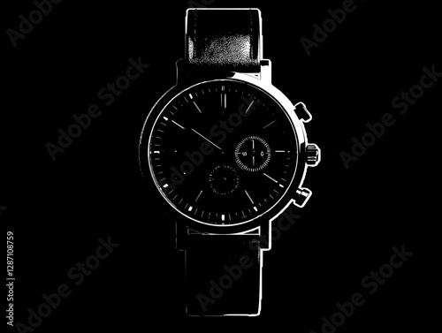 Sleek Black Leather Watch - Modern Timepiece