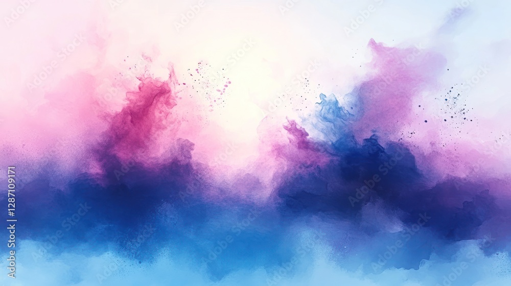 Fototapeta premium Abstract Watercolor Dream: A Serene Symphony of Pink, Purple, and Blue Hues