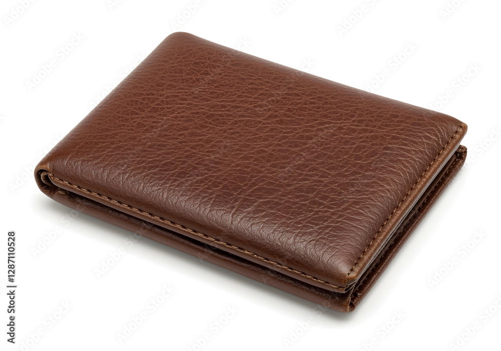 Stylish brown leather wallet with a textured finish, perfect for everyday use, on a white background Generated with AI Stylish brown leather wallet with a textured finish, perfect for everyday use, on a white background Generated with AI