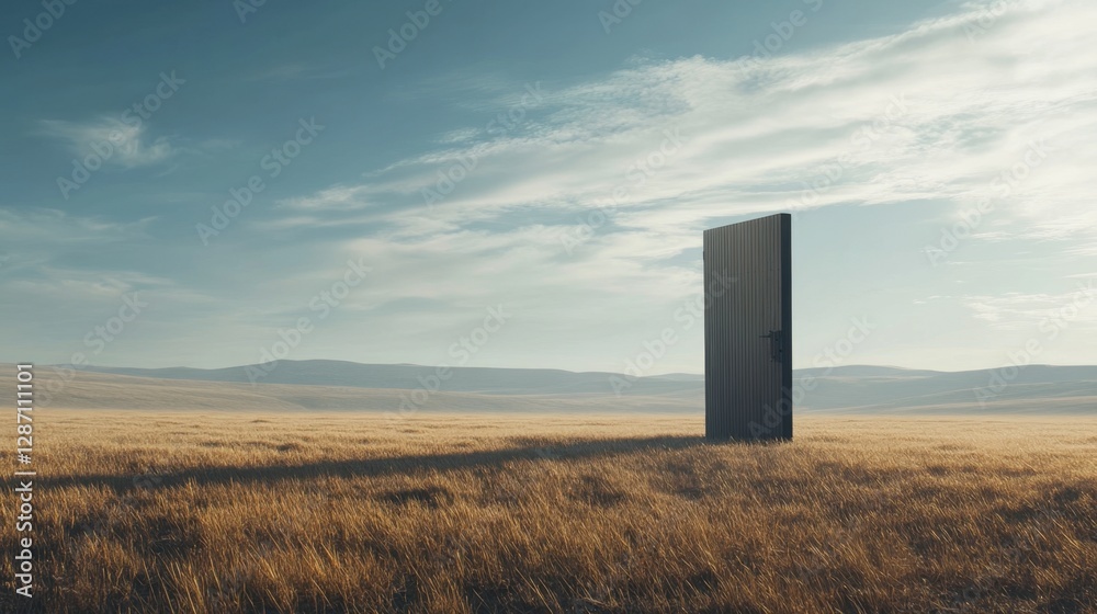 Door in a field landscape Door in a field landscape