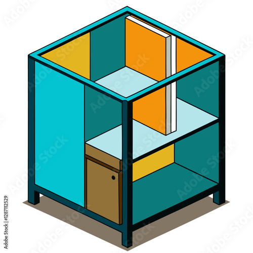 "Modular Cubicle Furniture Vector Illustration - White Background Clipart & Line Art Design", "Stylish modular cubicle vector design perfect for office or workspace graphics."