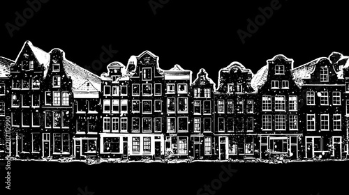 Snowy European Town Houses