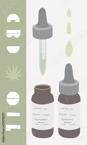 CBD and Essential Oil Dropper Bottles – Minimal Vector Set