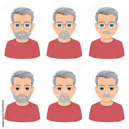 gray haired old man type set