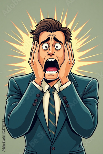 Businessman under extreme pressure, symbolizing stress, fear, and struggle in a challenging career or business situation