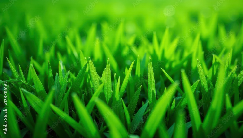 Fototapeta premium Deep green, short-cut grass blades, even texture, golf course texture, vegetation