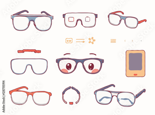 AR Glasses User Interface Elements Set