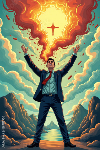 Businessman Untangling Complex Problems and Navigating Chaos to Find Effective Solutions
