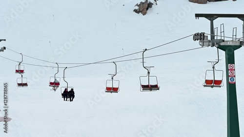 Saklıkent, Antalya's ski resort. Skiing, sledding, snow, snowballs, ski lifts, snowboarding, snowmen, snow-capped mountains,