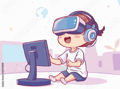 Immersive VR Simulation World Illustration