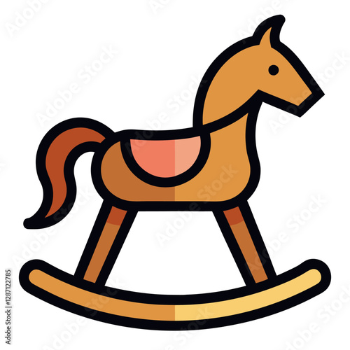 "Vector Illustration of a Rocking Horse Chair on White Background – Cartoon Clipart Design",  "Charming vector art of a rocking horse chair, perfect for kids' decor and digital projects."
