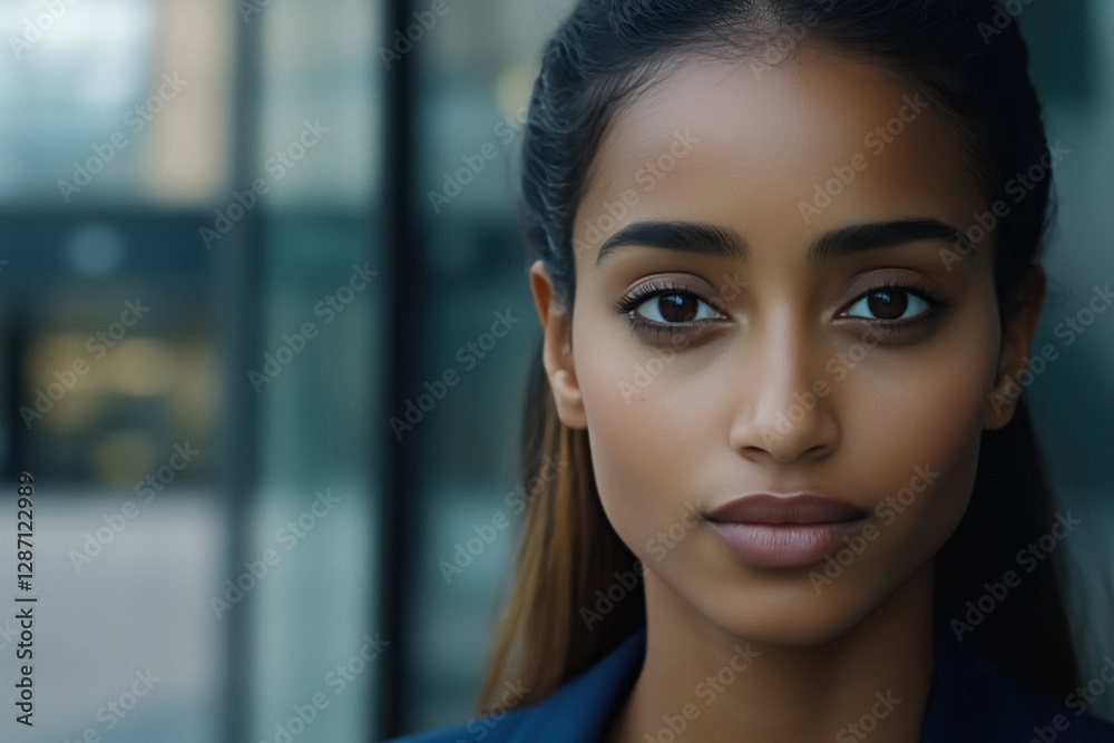 Portrait of professional woman with confident and composed expression is standing indoors Portrait of professional woman with confident and composed expression is standing indoors