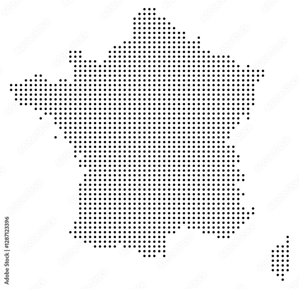 Fototapeta premium Black Dot France Map Europe Country