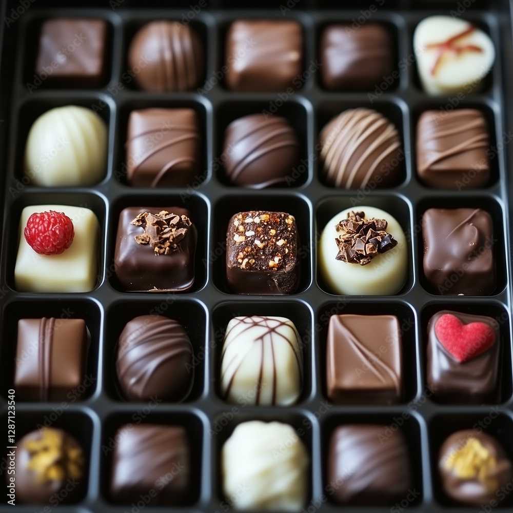 Close-Up of a Luxurious Assorted Chocolate Tray Close-Up of a Luxurious Assorted Chocolate Tray