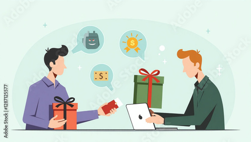 Customers Receiving Rewards and Gifts Through Cash Back Loyalty Program for Online Shopping Purchases