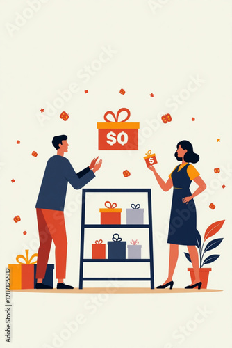 Customers Receiving Rewards and Gifts Through Cash Back Loyalty Program for Online Shopping Purchases