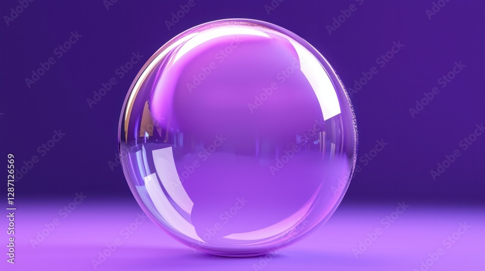 Obraz premium Transparent Sphere with Purple Glow on Soft Background Surface