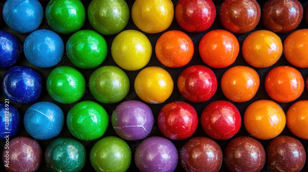 Colorful Array of Round Plastic Balls in a Uniform Pattern Layout Colorful Array of Round Plastic Balls in a Uniform Pattern Layout
