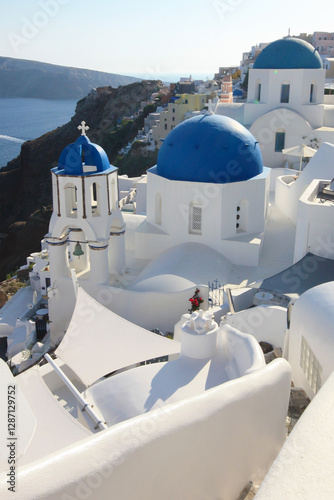 Blue dome in Santorini (Greece)