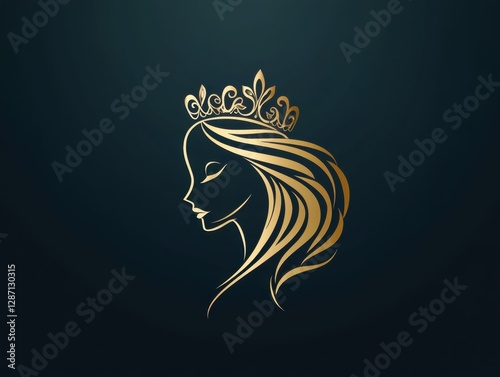 Wallpaper Mural Golden crowned woman profile silhouette	 Torontodigital.ca