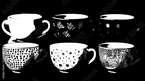 Elegant Black and White Ceramic Cups