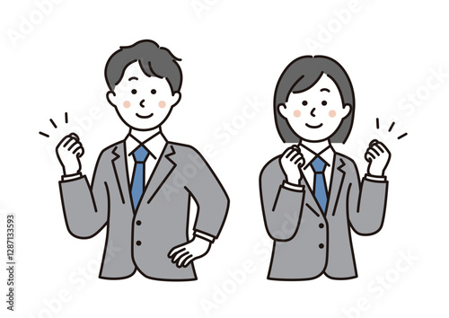 ガッツポーズをする学生の男女