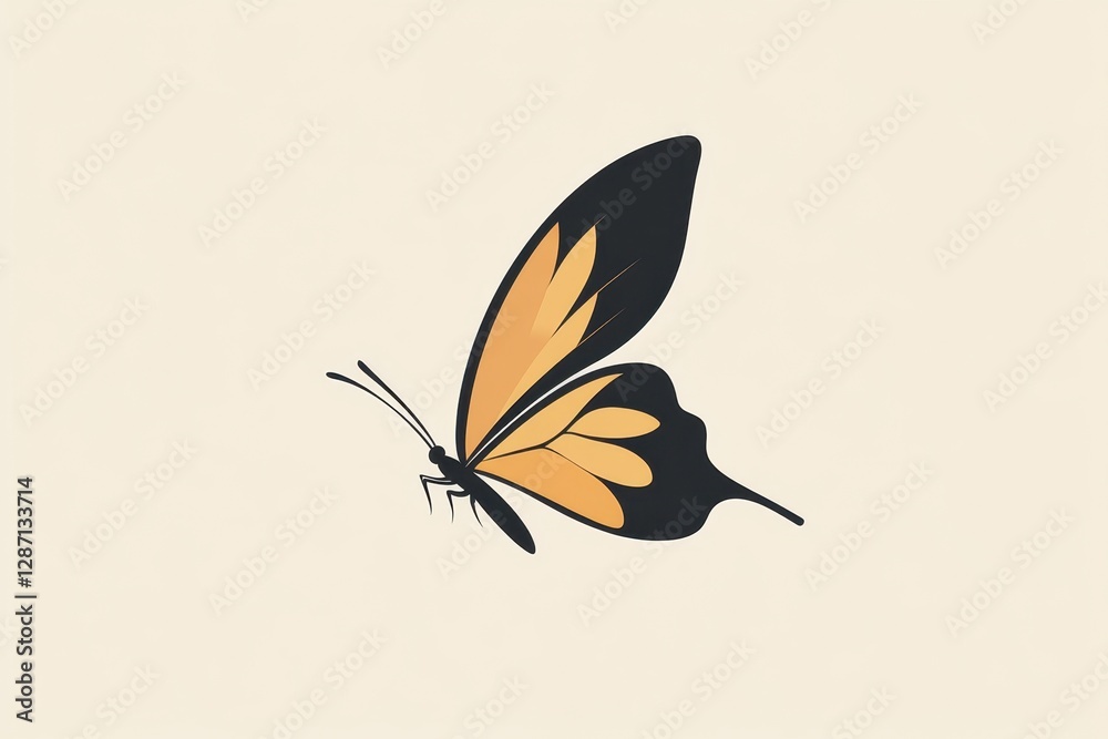 Obraz premium Minimalist monarch butterfly illustration 