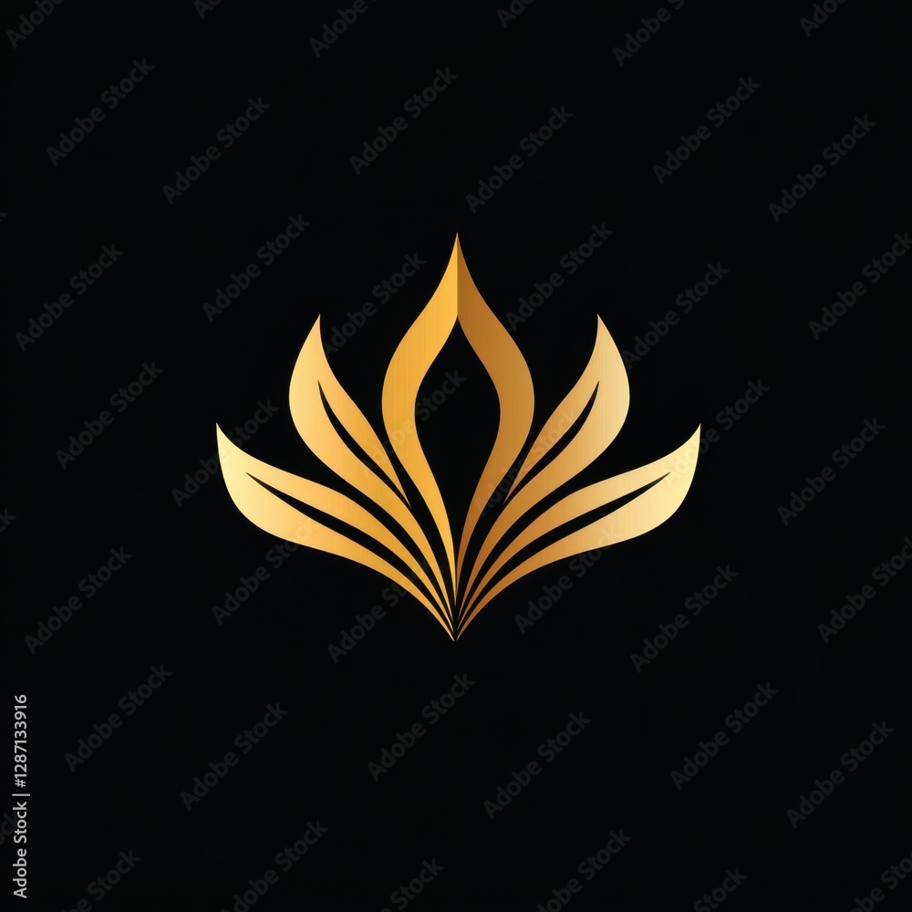 Golden lotus blossom with symmetrical petals Golden lotus blossom with symmetrical petals