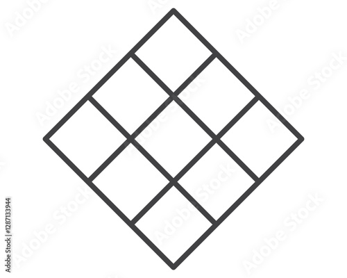 Tile floor line icon isolated on white background. Decorative laying tiles to bathroom, kitchen and others. Vector illustration