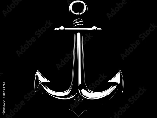 Elegant Polished Metal Anchor on Black Background