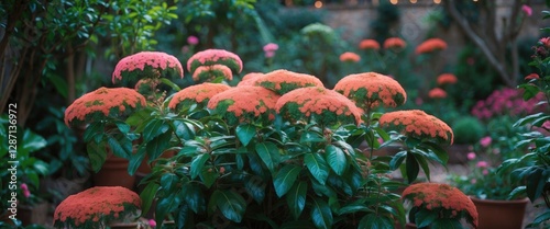 Vibrant Callistephus Chinensis Flowers Creating a Colorful Scene in a Lush Garden Setting photo