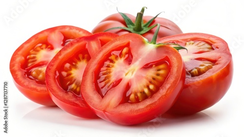 Sliced Tomatoes on White Background