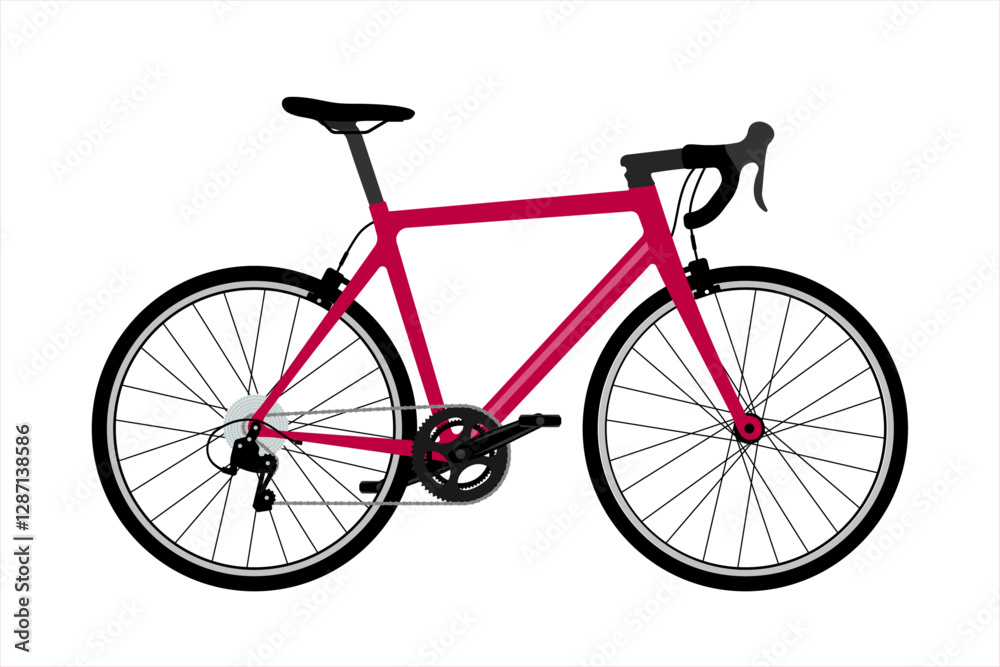 Road bike cycling for racing biking. Sports bike. Racing bike flat design. Vector illustration isolated on white background. Sketch of a road bicycle design for racing athletes