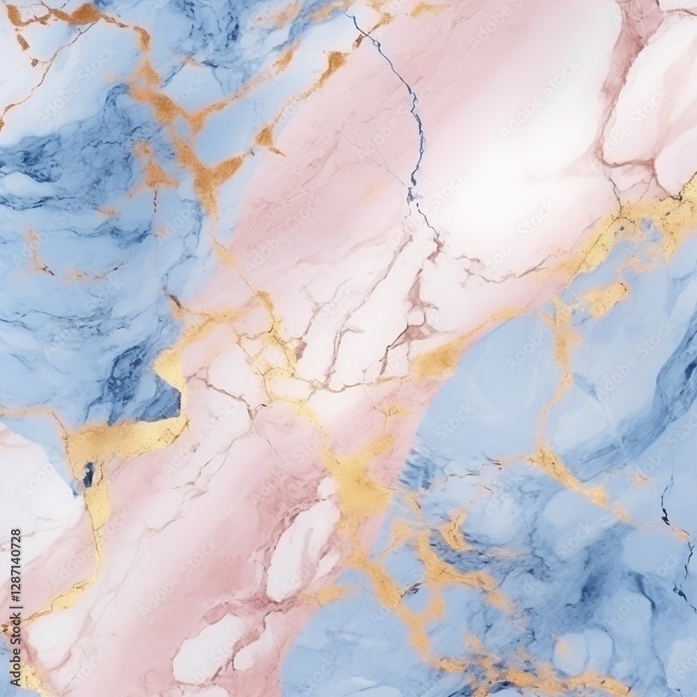 Fototapeta premium Abstract Marble Texture: Pink, Blue, and Gold