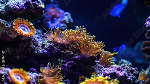 A vibrant underwater scene featuring colorful coral and marine life, showcasing the beauty of coral reefs.