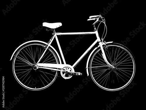 Elegant White Bicycle Silhouette