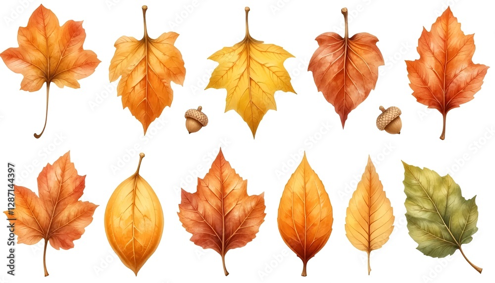 Fototapeta premium Fall foliage, autumn leaf background image, natural texture banner