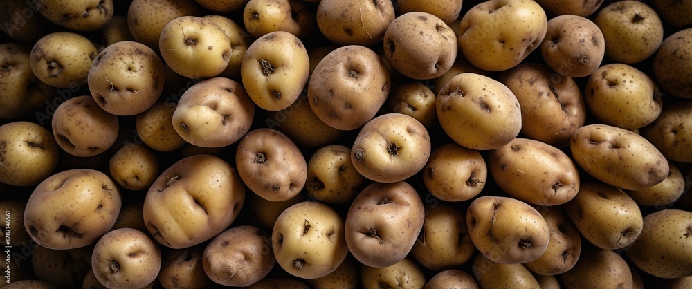 Close-up of freshly harvested potatoes in various sizes and earthy tones perfect for food themes and agricultural visuals. Close-up of freshly harvested potatoes in various sizes and earthy tones perfect for food themes and agricultural visuals.