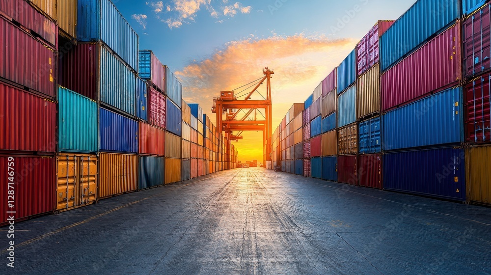 custom made wallpaper toronto digitalContainers in shipping yard, shipping port. 